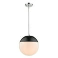 thumbnail image 2 of Golden Lighting 3218-L CH-BLK 1 Light Pendant with Rod, Black & Chrome, 2 of 3