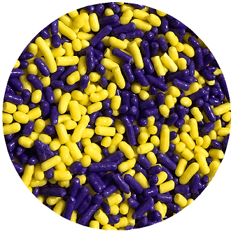 Sprinkle Deco® Yellow and Purple Cake Pop Cookie Cupcake Cakes Semi-Sweet Edible Confetti Decorations Sprinkles Desert Jimmies Toppers