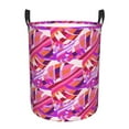 thumbnail image 1 of ZNDUO Round Laundry Basket, Waterproof Collapsible Laundry Baskets with Handles, Medium Size - Purple Cartoon Striped Leaf Pattern, 1 of 8