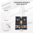 thumbnail image 2 of DouZhe Reusable Grocery Bags, Vintage Ethnic Boho Bull Skulls Lightweight Polyester Canvas Cloth Tote Bag for Travle Gym Shopping School, 15" x 16", 2 of 7