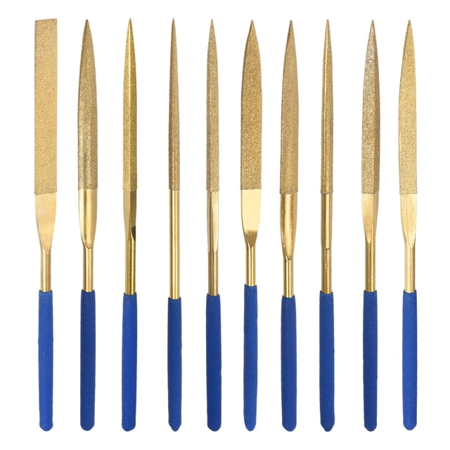 Unique Bargains 5mm x 180mm Diamond Needle File Set Titanium Coated Tools 10pcs