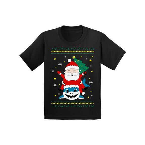 Awkward Styles Christmas T-Shirt for Boys Girls Santa Xmas Shark Kids T Shirts