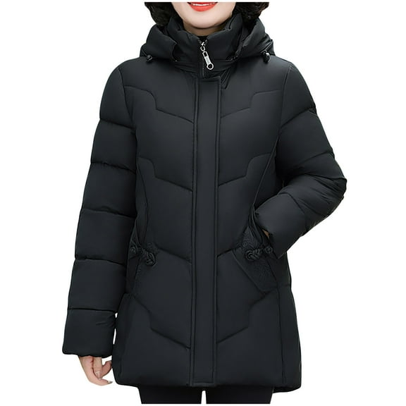 Inleife Plus Size Women's Winter Jackets Casual Loose Fashion Color Pocket Zipper Tops Reversible Long Cotton Coat