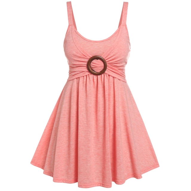 Tank Top de Túnica Cruzado con Anillo de Talla Extra Rosegal Camisetas sin mangas de talla grande
