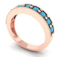 thumbnail image 2 of 0.81 ctw Wedding Band for Women - 18K Rose Gold Simulated Turquoise Stackable Eternity Ring, 2 of 6