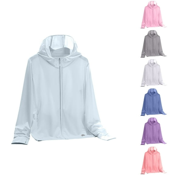 Zedker Women's UPF 50  Sun Protection Summer Jacket Hooded Cooling Shirt Athletic Jacket for Women with Pocket