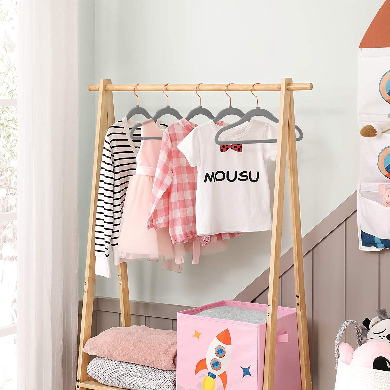 50 Pack Velvet Baby Hangers Non-Slip Clothes Organizers with Swivel Hooks Space Saving Ultra Thin Durable Infant Toddler Closet Accessories