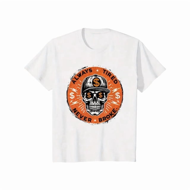 Camiseta con estampado de calavera para hombre, ropa de calle informal, de algodón, siempre cansado, nunca roto