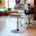 thumbnail image 1 of Taburete de Bar rodante, silla giratoria de salón con respaldo, altura ajustable con ruedas, silla de Bar para el hogar, cafetería, Pub, comedor gris, 1 of 10