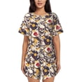 thumbnail image 1 of Fotbe lips record rock Skull Conjunto de Pijama Estampado para Mujer, 2 Piezas, Ropa de Dormir con Camiseta de Manga Corta y Shorts Suaves-Medium, 1 of 6
