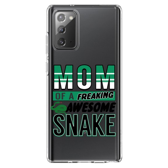 DistinctInk Clear Shockproof Hybrid Case for Galaxy Note 20 ULTRA (6.9" Screen) - TPU Bumper Acrylic Back Tempered Glass Screen Protector - Mom of a Freaking Awesome Snake