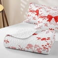 thumbnail image 4 of spefrowx Spring Floral Red Bow Bed Spread Queen for Girls Boys, Flower Botanical Queen Coverlet Set, 3 Pieces, 4 of 7