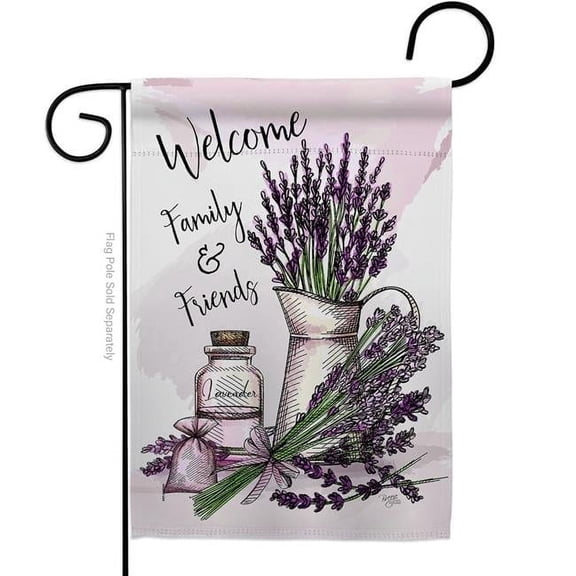 Breeze Decor G154106-BO Lavender Welcome Garden Flag Spring Floral 13 x 18.5 in. Double-Sided Decorative Vertical Flags for House Decoration Banner Yard Gift