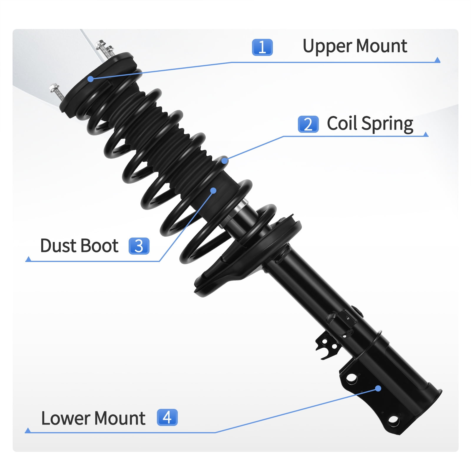 LEDKINGDOMUS Rear Complete Strut Assembly for 2002-2003 Toyota Camry & Lexus ES300 | Quick Strut Replacement | Pre-Assembled Shock & Coil Spring Kit