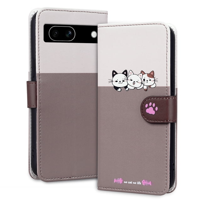 Compatible with Google Pixel 7A Cute Animals Pattern Wallet Case with Card Slots Flip Cover