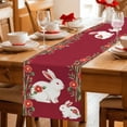 thumbnail image 5 of Red Cute Bunnies Table Runner 90 Inches, Farmhouse Rustic Floral Botanical Bed Runner Dresser Scarves Tabletop for Indoor Outdoor Parties/Ceremony/Banquet, 13" x 90", 5 of 9