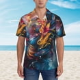 thumbnail image 2 of Balery Vibrant Rooster Painting Camisas hawaianas de manga corta para hombre, camisas playeras de corte holgado, camisas de vacaciones con botones,XX-Large, 2 of 7