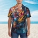 thumbnail image 2 of Balery Vibrant Rooster Painting Camisas hawaianas de manga corta para hombre, camisas playeras de corte holgado, camisas de vacaciones con botones,Large, 2 of 7