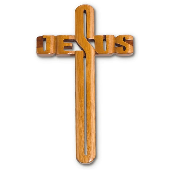 Large Solid Mahogany Jesus Name Cross