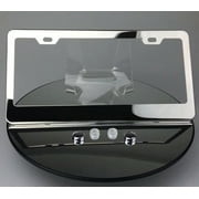 Regular Style Polish Mirror Stainless Steel License Plate Frame with Plastic Chrome Cap