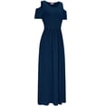 thumbnail image 4 of MRULIC dresses for women 2022 Women Summer Cold Shoulder Floral Print Elegant Maxi Long Dress Pocket Dress Women's Casual Dress Navy Blue + L, 4 of 8
