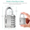 thumbnail image 6 of Combination Lock, Combination Padlock 4 Digit Re-settable Locks for School Locker Gate Home Office Warehouse Gym Locker Toolbox Storage Box Silver, 6 of 10