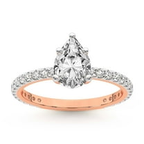 3 Carat IGI Certified Pear Shape Lab Grown Diamond Engagement Ring | 14K Rose Gold | Emily Eternity Lab Diamond Ring | FG-VS1-VS2 Quality Friendly Diamonds