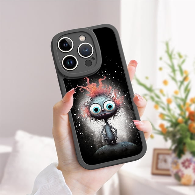 Mantenga su iPhone sano y salvo con esta funda flexible de goma TPU a prueba de golpes para teléfono que muestra un diseño creativo de dibujos animados.