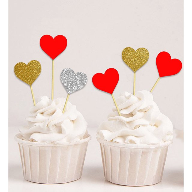 Darling Souvenir Décorations de Dessert pour Fête de Bébé en Forme de Cœur - Lot de 20