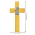 thumbnail image 2 of TABLZONE Yellow Wood Craft Wall Cross with Intricate Design for Peaceful Home Display, 2 of 7