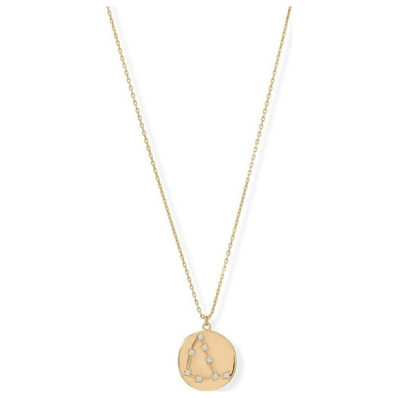 Precious Stars 14K Yellow Goldplated Sterling Silver Cubic Zirconia Capricorn Coin Constellations Necklace