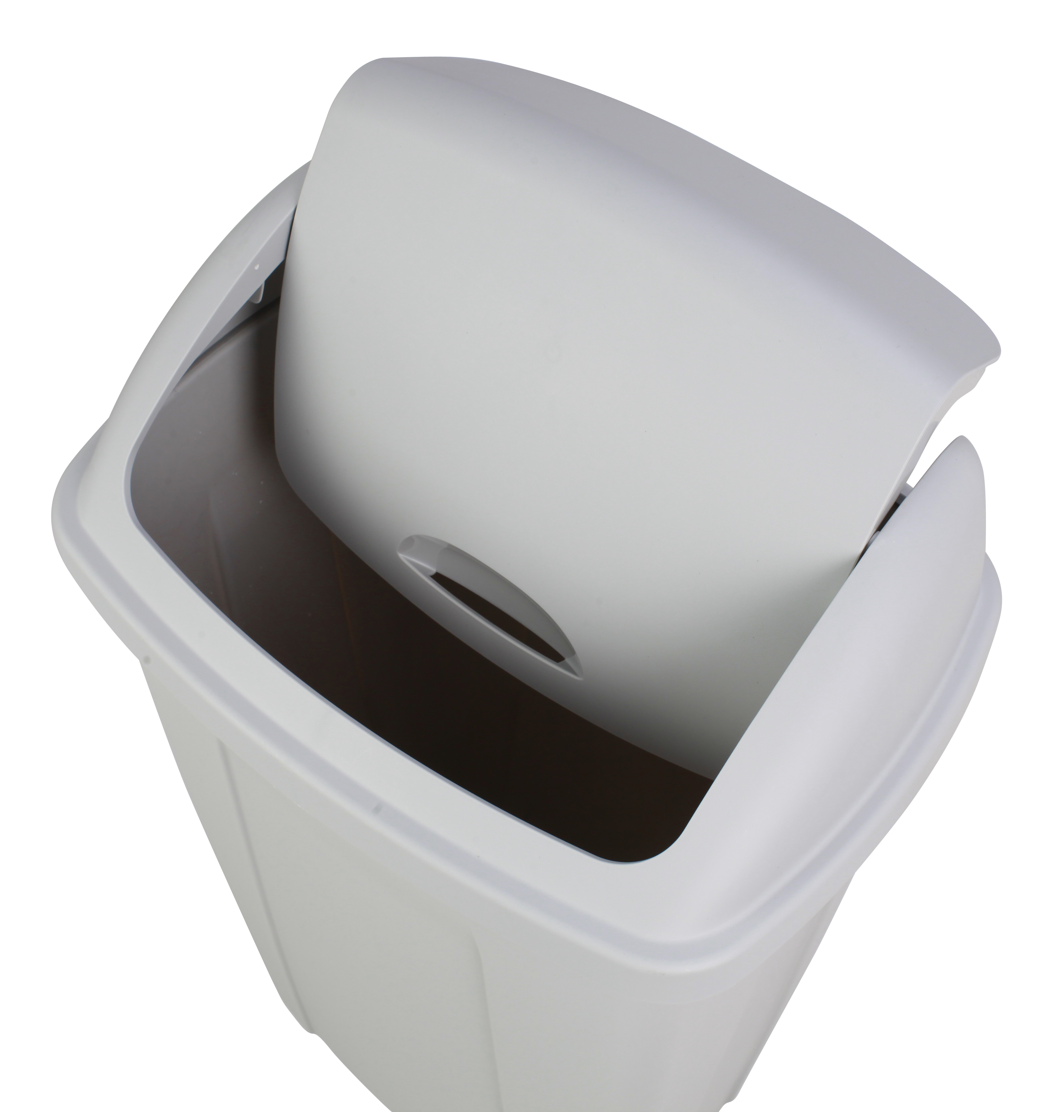 Mainstays 13 gal Plastic Swing Top Lid Kitchen Trash Garbage Can, Gray