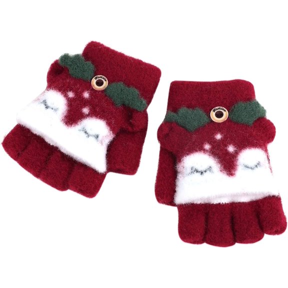 1/2Pairs Toddler Kids Short Knitted Gloves Winter Thick Fleece Lining Mittens for 1-3 Years