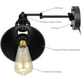 thumbnail image 5 of Swing Arm Wall Light Fixtures Pack of 1 Wall Light Plug-in Cord with On Off Switch on Cord Industrial Wall Sconce Black Finish, 5 of 5