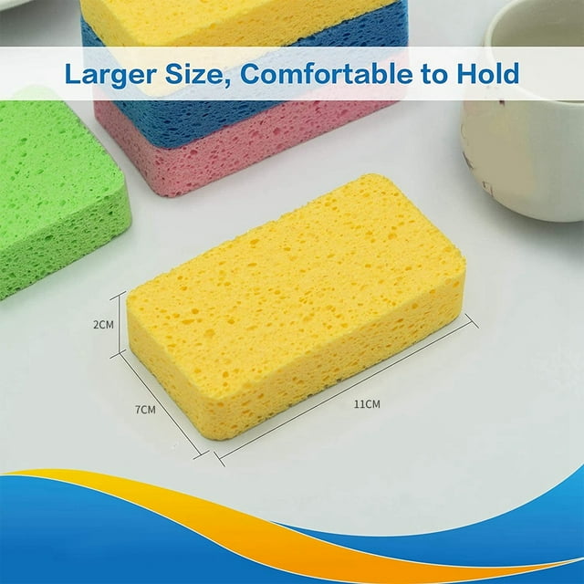 Large Cellulose Sponges,Kitchen Sponges for Dish, Duty Scrub Sponges,Non-Scratch Dish Scrubber Sponge for Cookware 5 Pcs