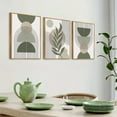 thumbnail image 3 of SHENIFY Boho Wall Art Green Sage Boho Framed Wood Mid Century Modern Decor Minimalist Bohemian Abstract Geometry Canvas Prints Living room Ready To Hang - 12x16in3pcs Neutral Framed, 3 of 8