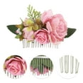 thumbnail image 3 of Unique Bargains 1 Pc Women's Reusable Simulated Flowers Side Comb for Parties Rose Red Polyester Fabric Iron, 3 of 4