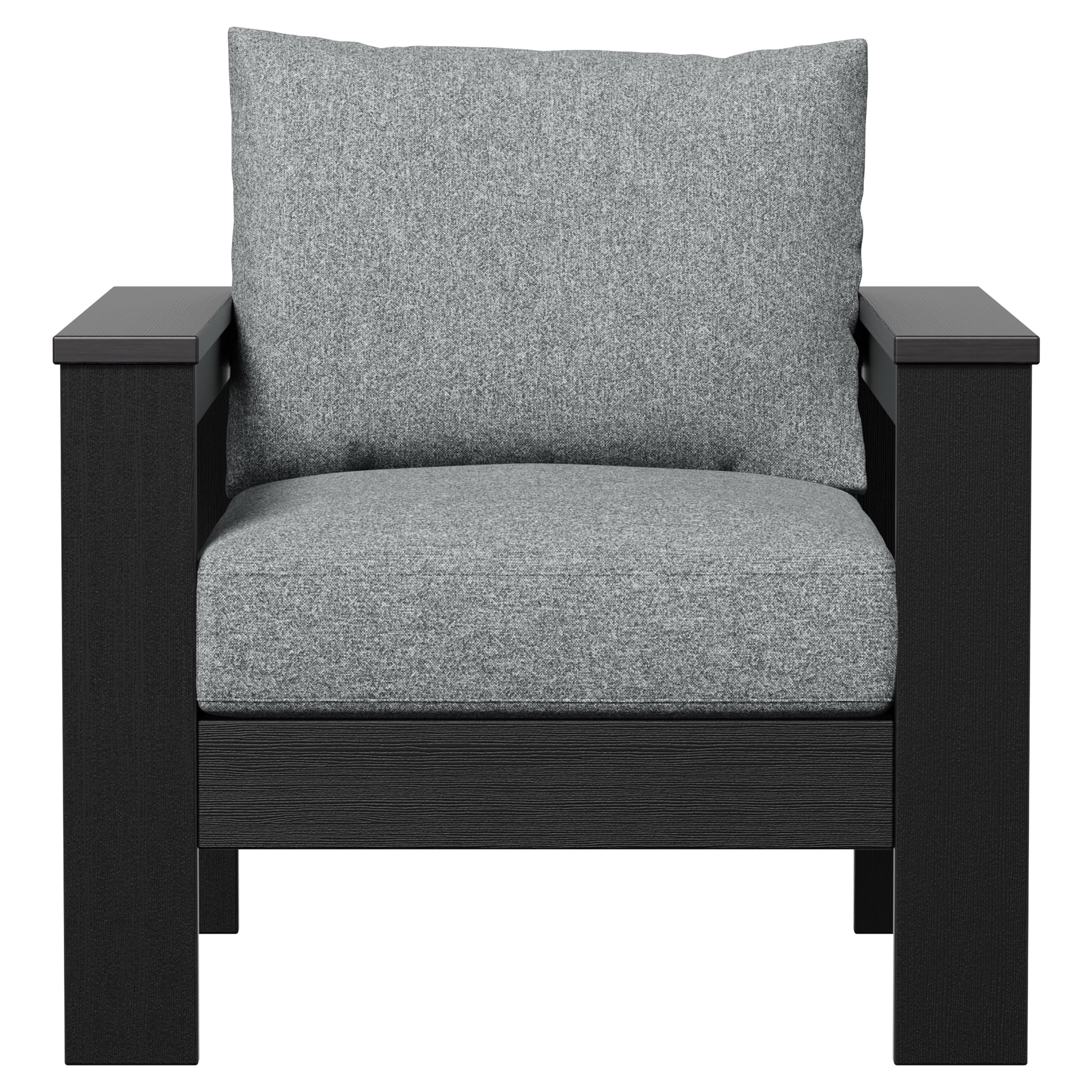 Better Homes & Gardens Ezra Outdoor HDPE Club Chair, Black with Bellamy Gray Cushions