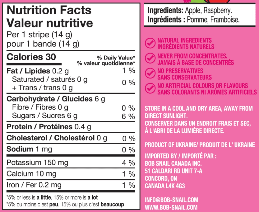 Bob Snail, Gluten-Free, Apple Raspberry Fruit Strips, 84g, BobSnail, apple raspberry.84g