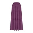 thumbnail image 4 of Zunfeo Boho Skirts for Women Ruched Ruffles Elastic High Waisted Vintage Casual Prairie Skirt Maxi Holiday Skirts Purple 12, 4 of 7