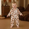 thumbnail image 2 of Faraee Western Cowboy Print Baby Footless Romper Long Sleeve Button Down Newborn Jumpsuit Pajamas Infant Soft One Piece Outfit for 0‑18 Months, 2 of 8