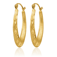 thumbnail image 3 of 14K Solid Yellow Gold Oval Medium Hoop Earrings, 3 of 10
