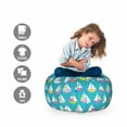 thumbnail image 2 of Sailboat Storage Toy Bag Chair, Chaplet Striped on Polka Dotted and Floral Design Cutters with Semi-Circular Hull, Stuffed Animal Organizer Washable Bag, Small Size, Multicolor, by Ambesonne, 2 of 3