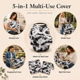 thumbnail image 5 of Baby Car Seat Cover & Nursing Cover, Stretchy 5-in-1 Breastfeeding Canopy with Carry Pouch, Black Tie-Dye, 5 of 7