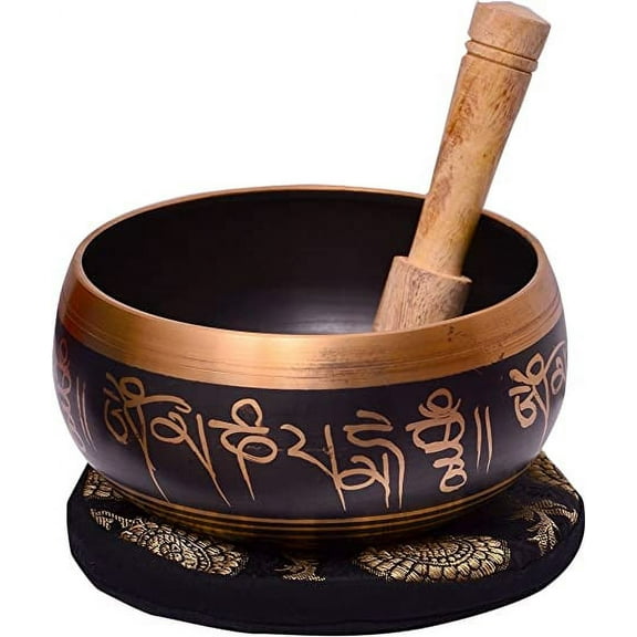 Purpledip Bell Metal Tibetan Buddhist Singing Bowl: Handmade 5.5 Inches Musical Instrument For Meditation (10638)