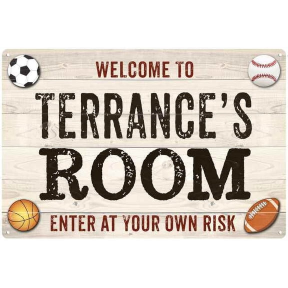 TERRANCE'S Room Kids Bedroom Sign Boy's Gift 8x12 Metal 108120090459