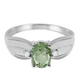 thumbnail image 5 of Mauli Jewels Rings for Women 0.9 Carat Oval Green Amethyst and Diamond Ring 4-Prong 10K White Gold, 5 of 6