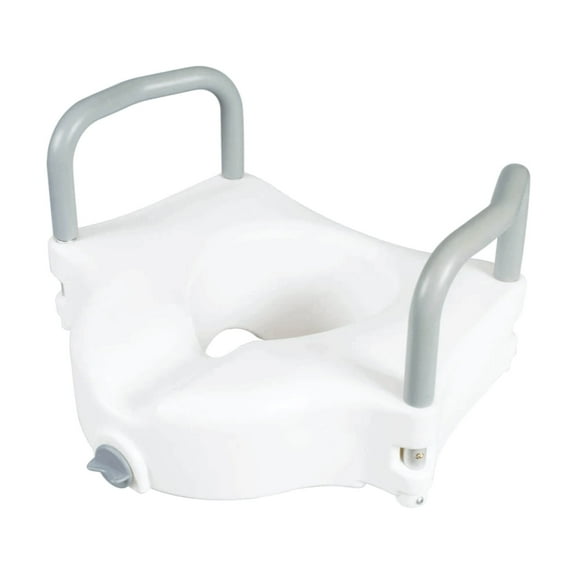 Carex 4.5" Raised Toilet Seat with Armrests, for Elongated and Round Toilets, Removable Handles, 300 lb Capacity