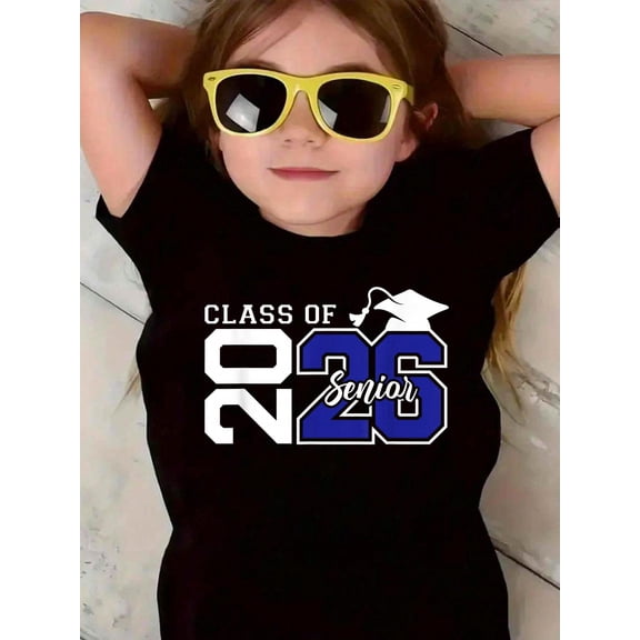 100% Cotton Senior 2026 Class of 2026 High School College Kids T-Shirt Graphic T-shirts for girls