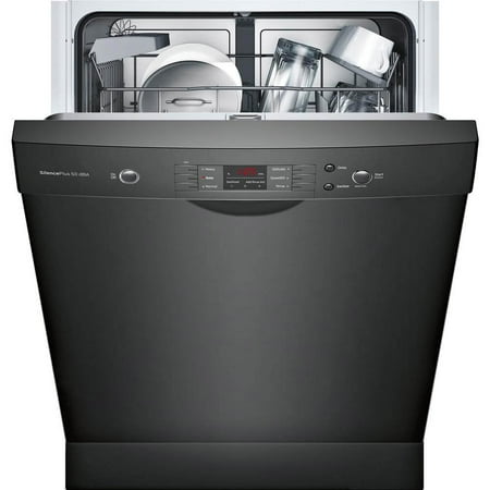Bosch - 100 Series 24" Front Control Built-In Dishwasher with Stainless Steel Tub - Black